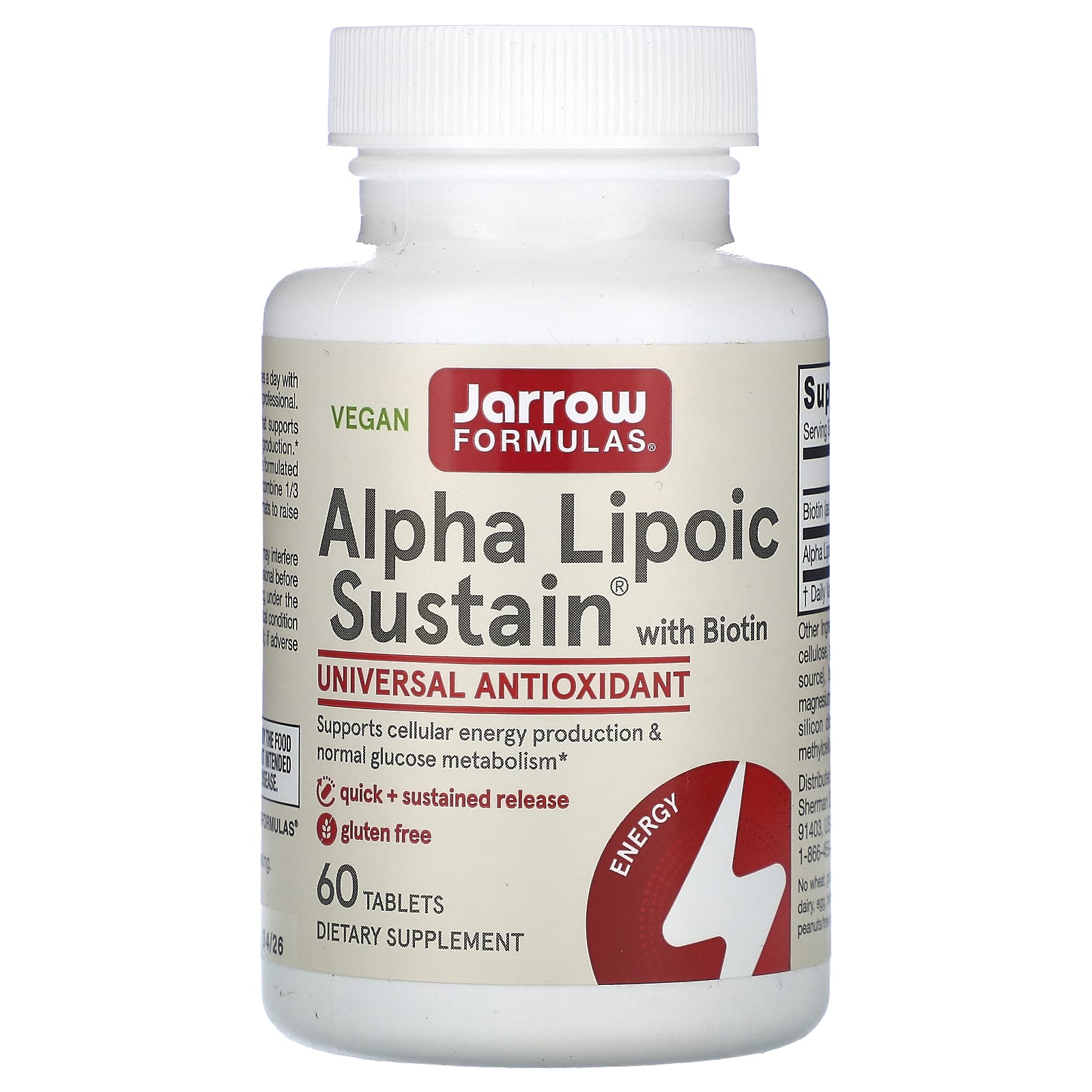 

Alpha Lipoic Sustain, альфа-липоевая кислота с биотином, 300 мг, 60 таблеток, Jarrow Formulas