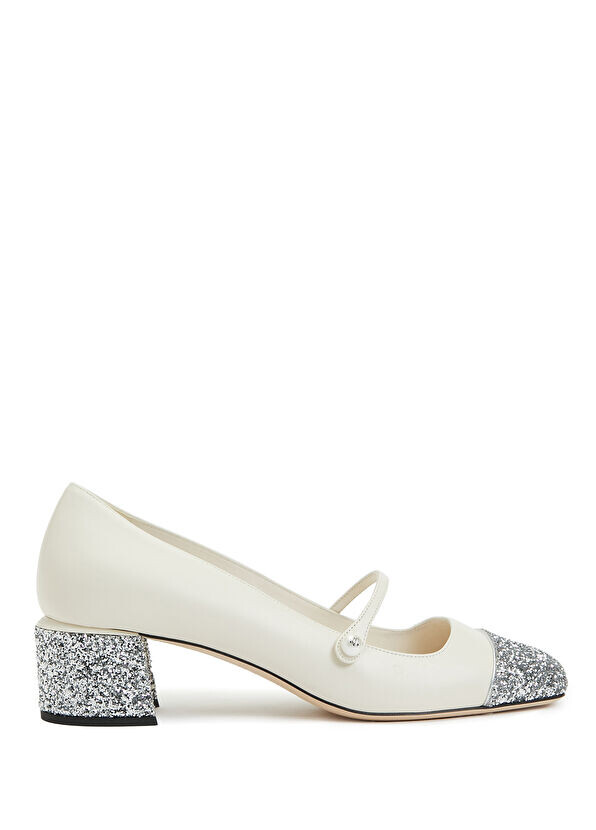 

Серебряные женские кожаные туфли на каблуке Jimmy Choo, экрю
