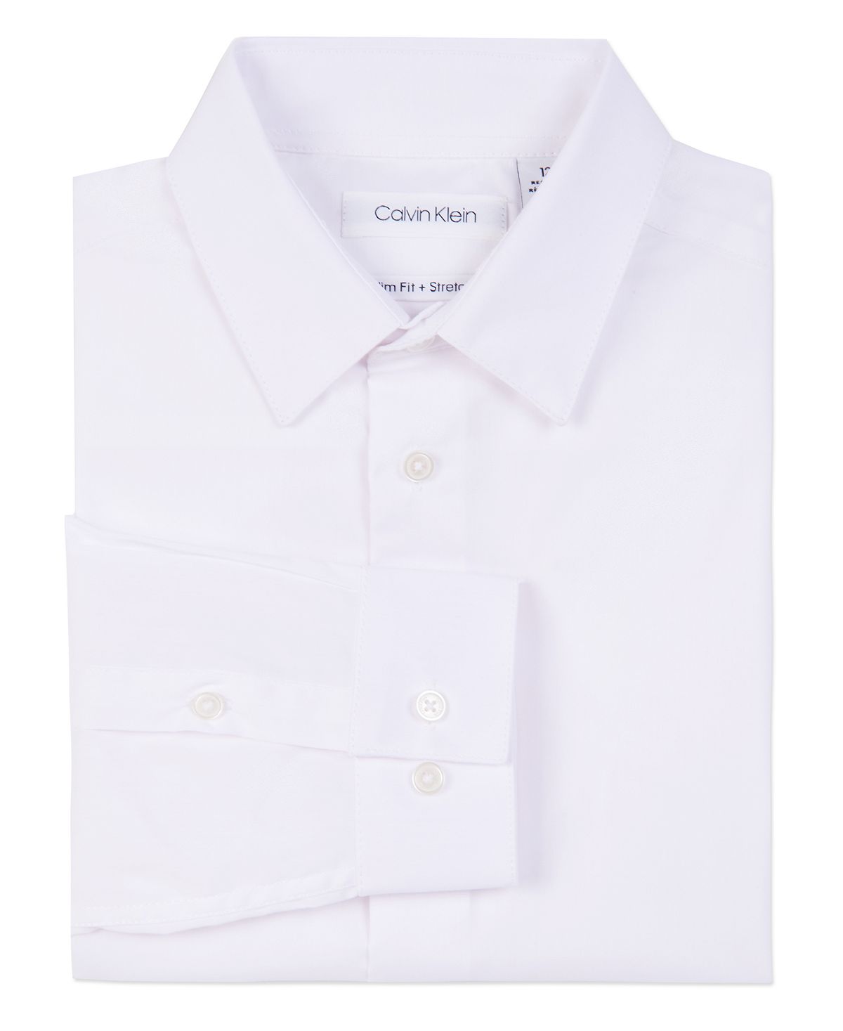 цена Рубашка из однотонного эластичного поплина Big Boys Husky Calvin Klein