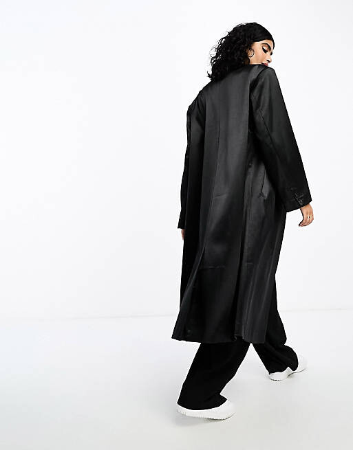 

Черное атласное пальто для папы ASOS DESIGN
