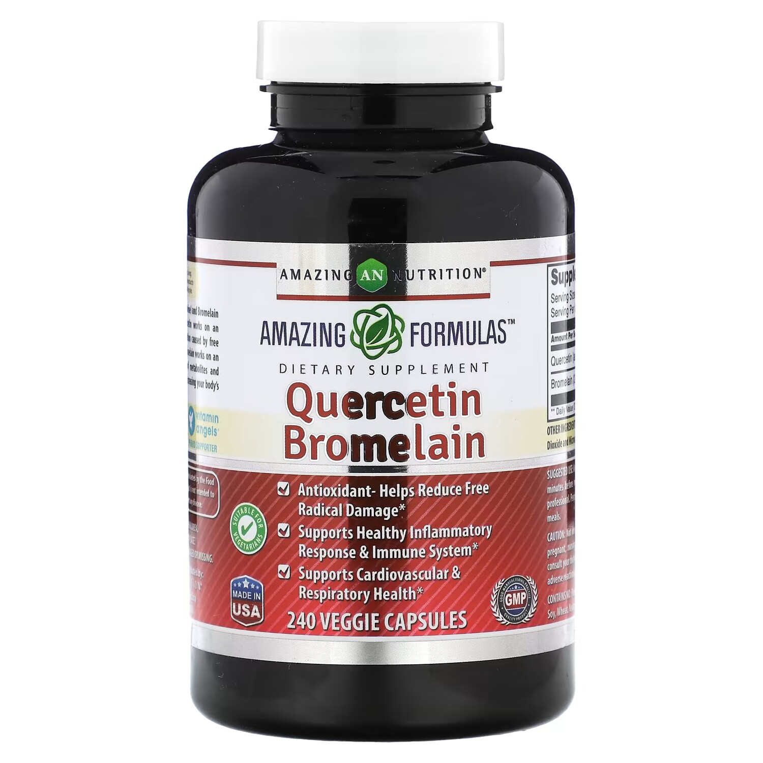 

Кверцетин бромелайн Amazing Nutrition, 240 растительных капсул