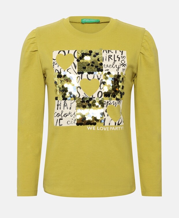 

Топ с длинными рукавами United Colors of Benetton, желтый