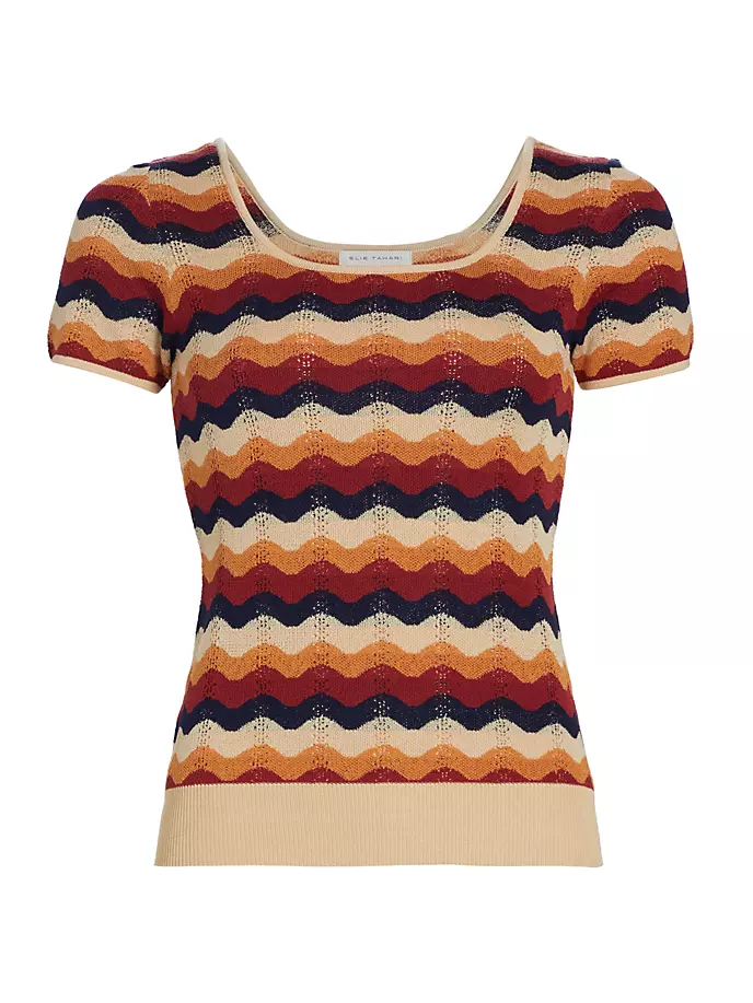 

Трикотажный топ Zhuri с фестонами Elie Tahari, цвет zhuri pattern