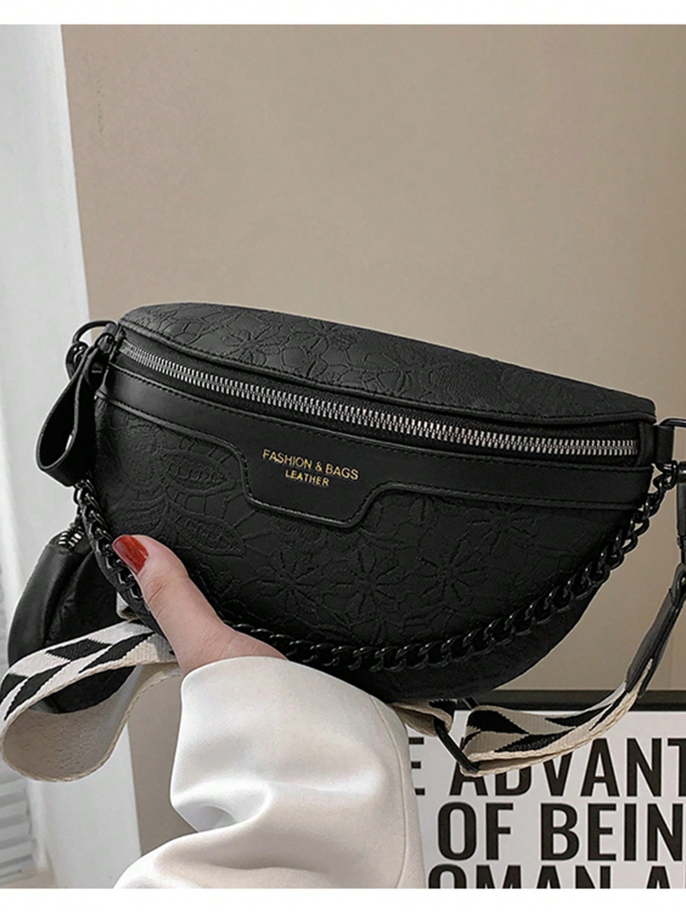 Модная модная универсальная поясная сумка нагрудная сумка для женщин, черный