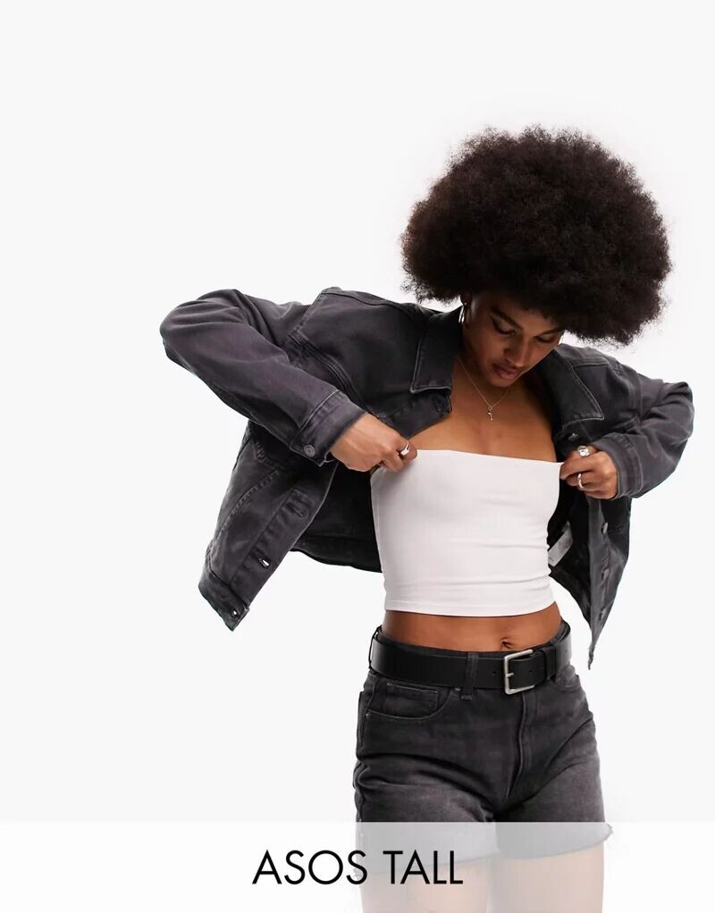 

Черная джинсовая куртка в стиле вестерн ASOS DESIGN Tall