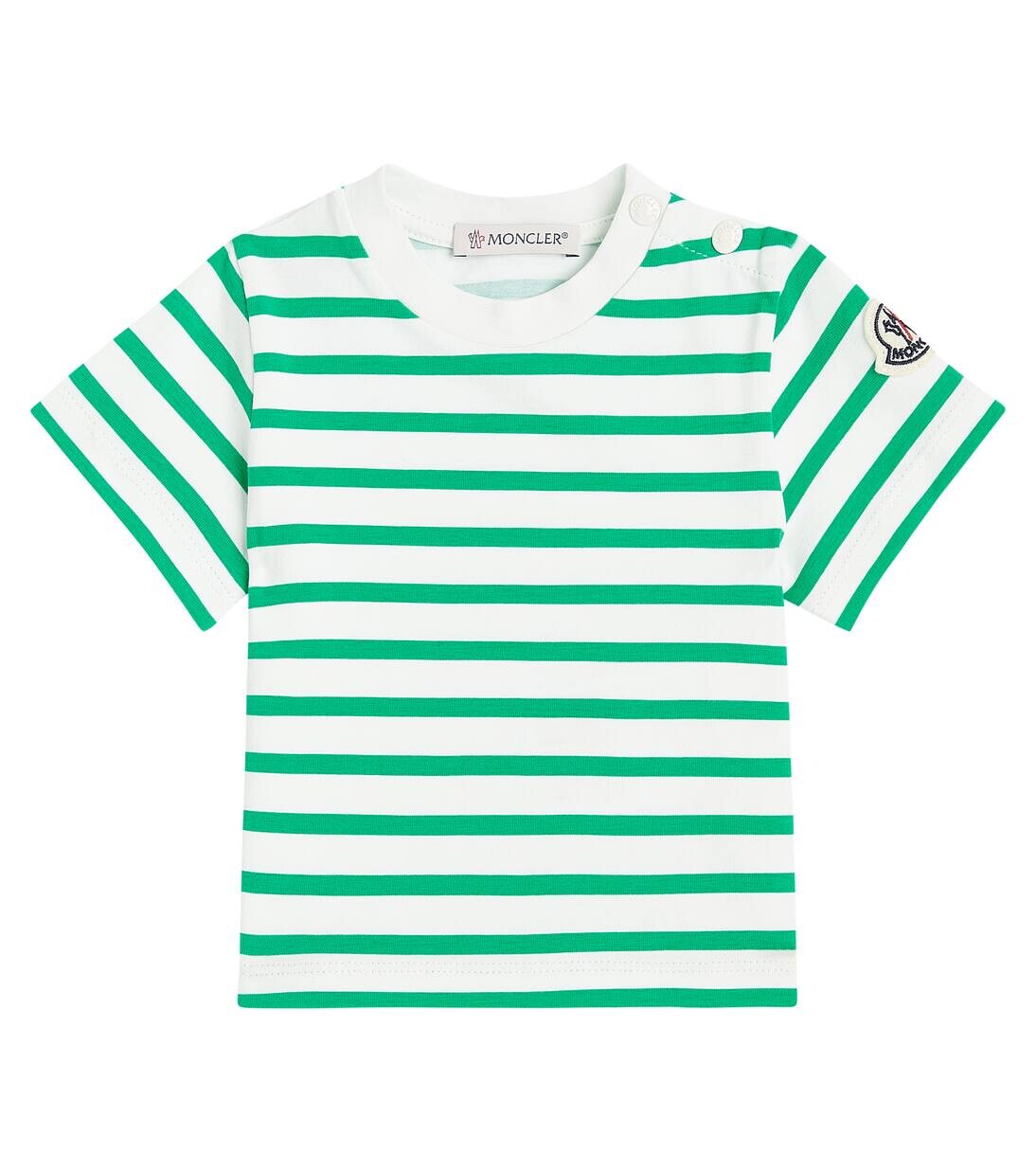 

Детская полосатая футболка из хлопчатобумажной ткани Moncler Enfant, зеленый