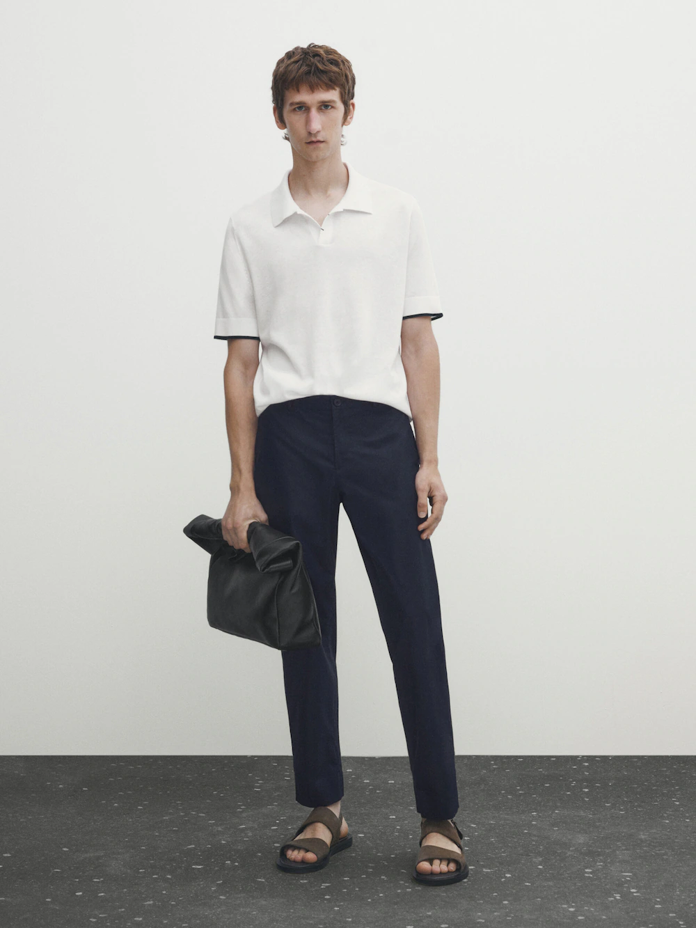 

Контрастное поло с коротким рукавом Massimo Dutti, белый