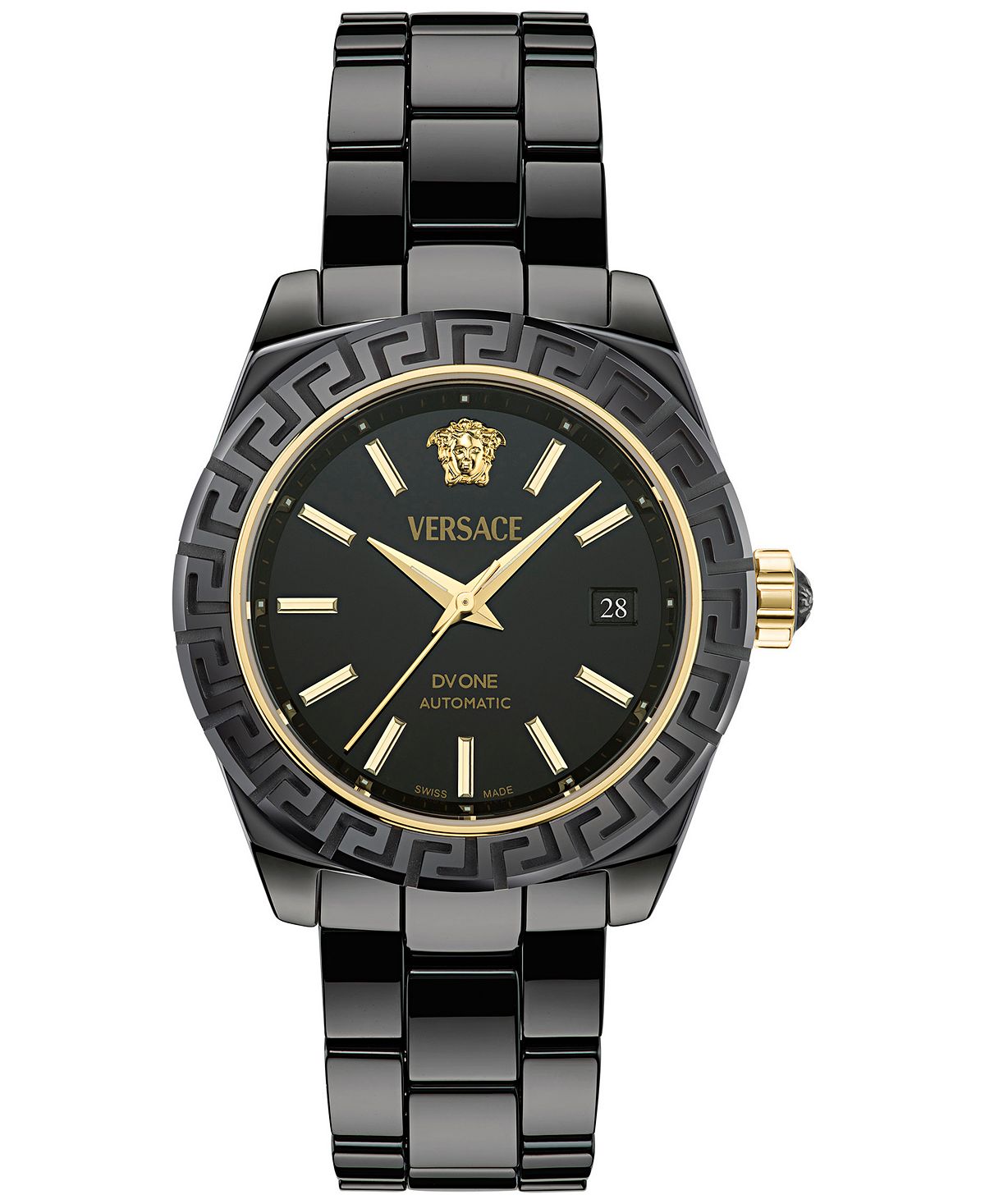 цена Женские швейцарские автоматические часы DV One, черные керамические часы с браслетом, 40 мм Versace