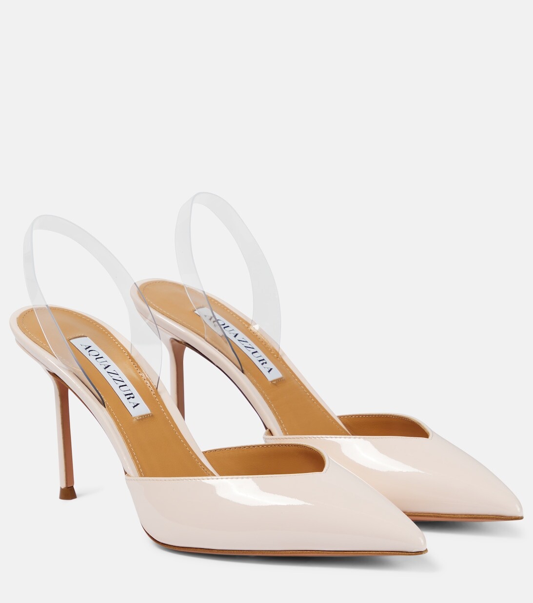 

Туфли-лодочки V Plexi с ремешком на пятке из ПВХ и кожи Aquazzura, розовый