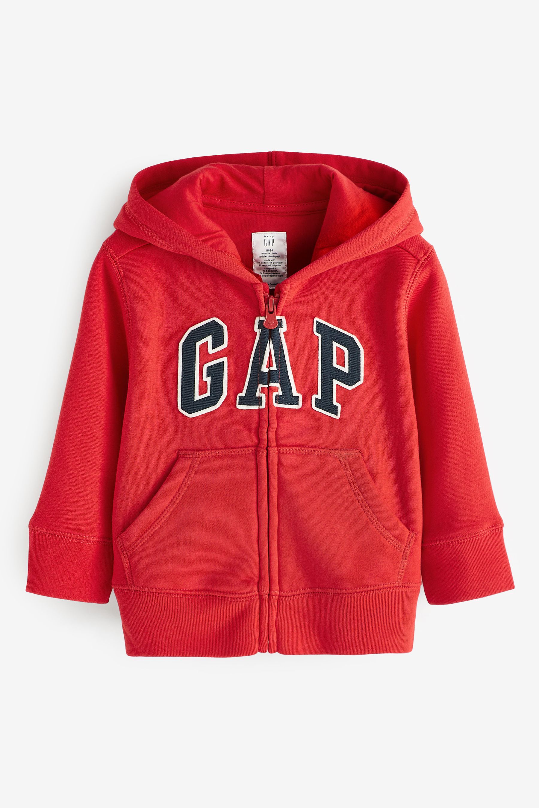 Толстовка на молнии с логотипом Gap, красный толстовка на молнии gap красный белый