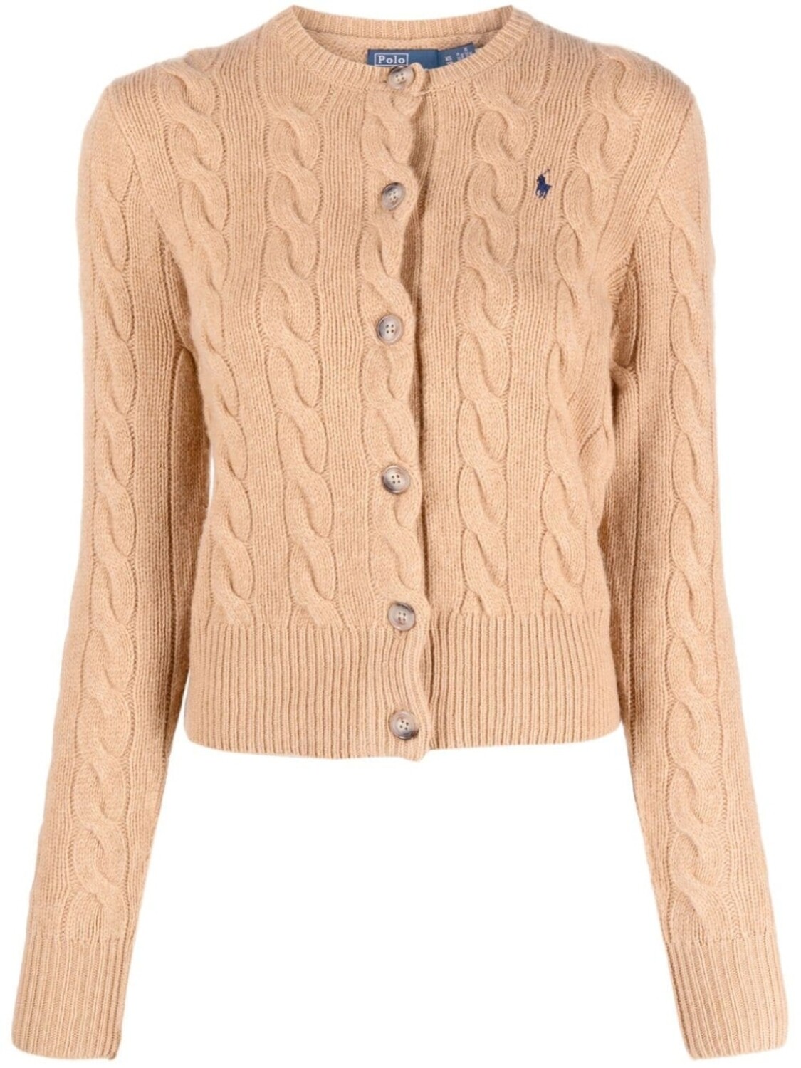 

Polo Ralph Lauren кардиган фактурной вязки с логотипом Polo Pony, нейтральный цвет