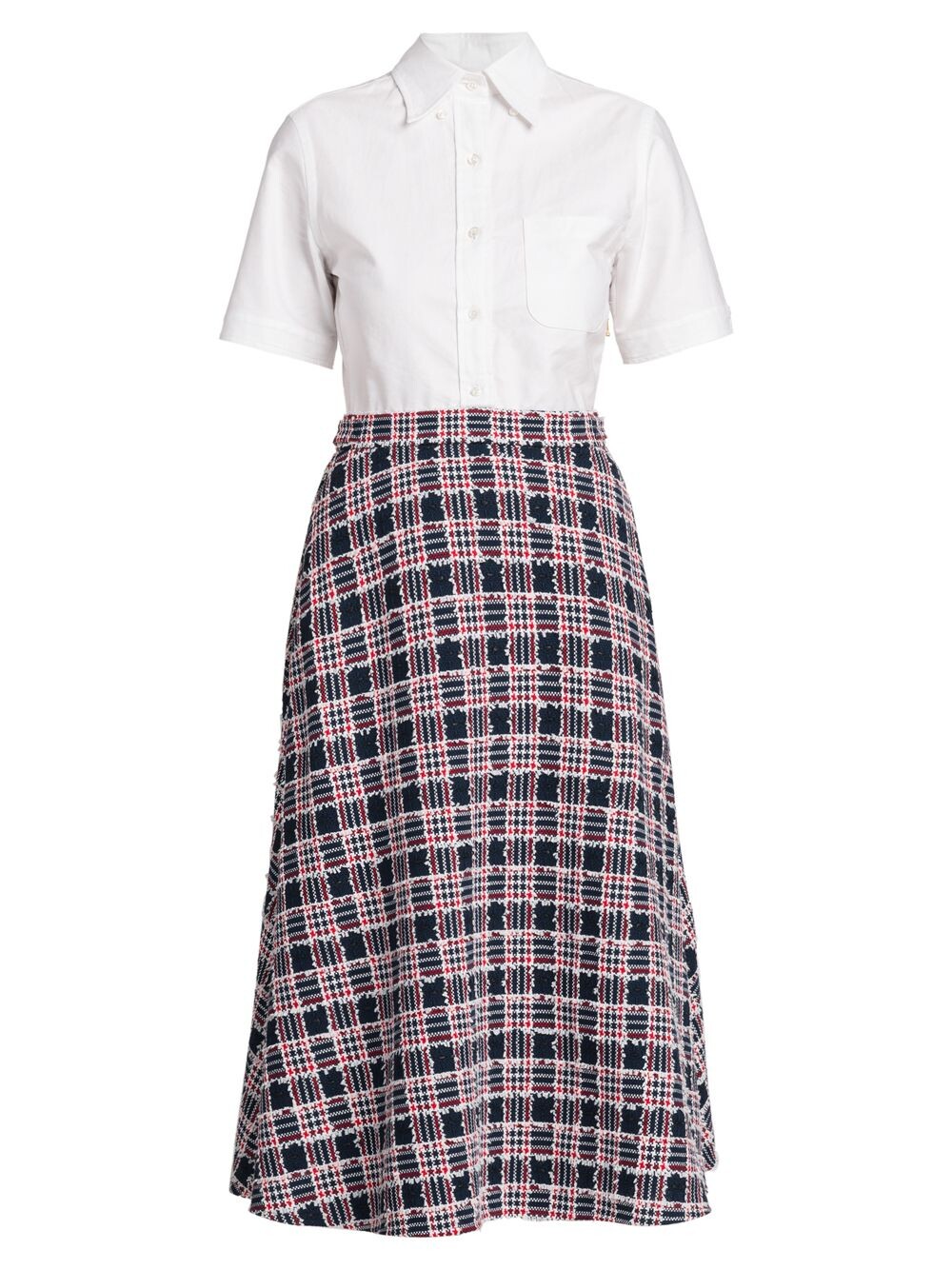 

Твидовое платье-миди из смешанной техники Thom Browne, красный