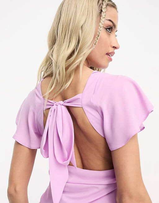 

Сиреневое платье миди с воротником-хомутом и развевающимися рукавами ASOS DESIGN Maternity, Фиолетовый