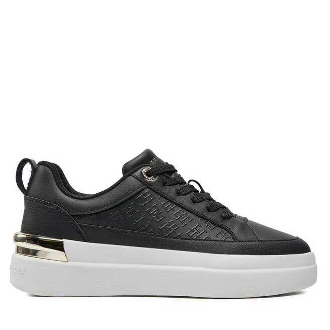 Кроссовки Tommy Hilfiger Lux Court Sneaker Monogram FW0FW07808 Black BDS, черный кроссовки court sneaker monogram tommy hilfiger черный