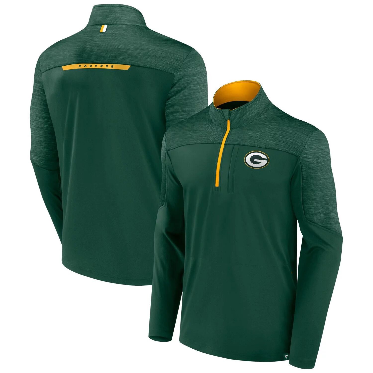

Мужская фирменная зеленая футболка с молнией до половины Green Bay Packers Defender Fanatics, Зеленый