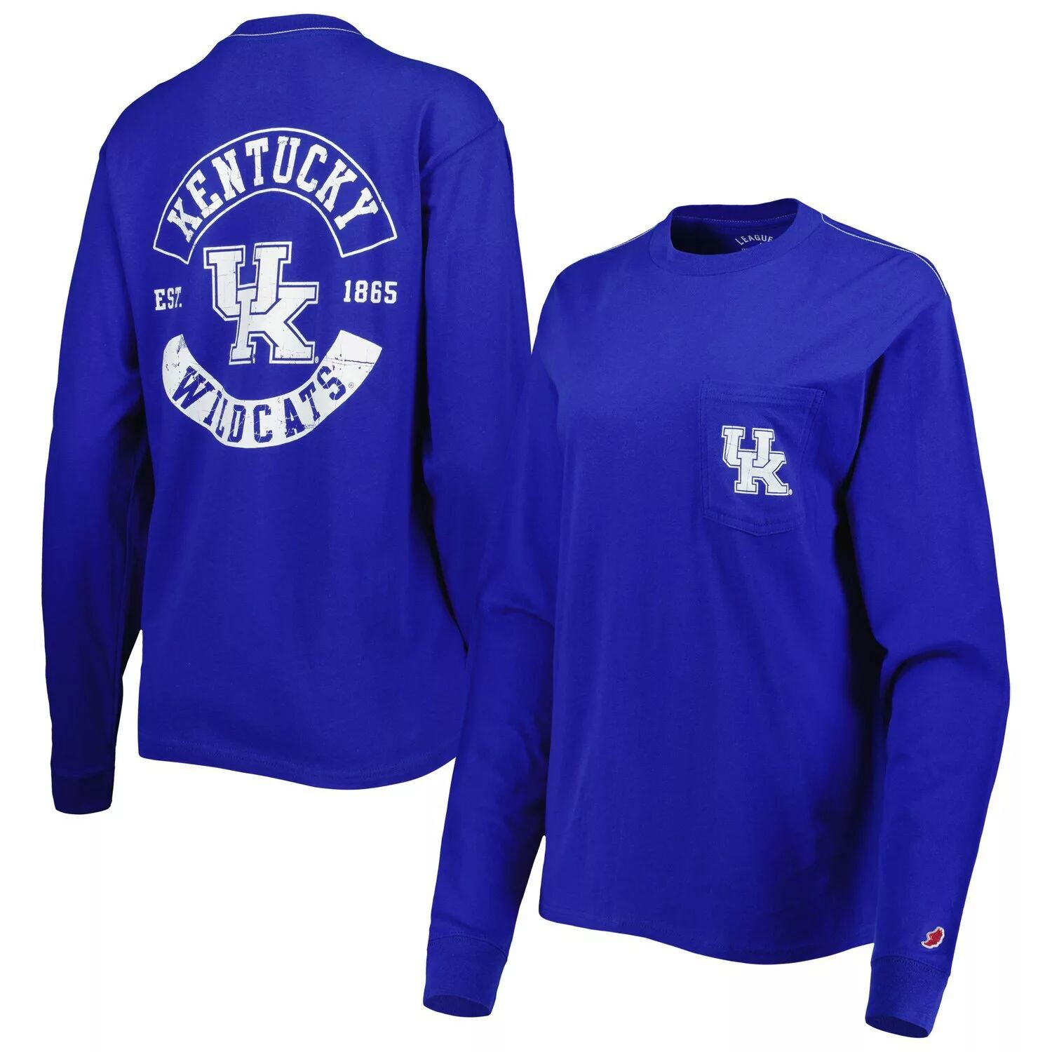 

Женская студенческая одежда Royal Kentucky Wildcats Крупногабаритная футболка с длинными рукавами и карманами