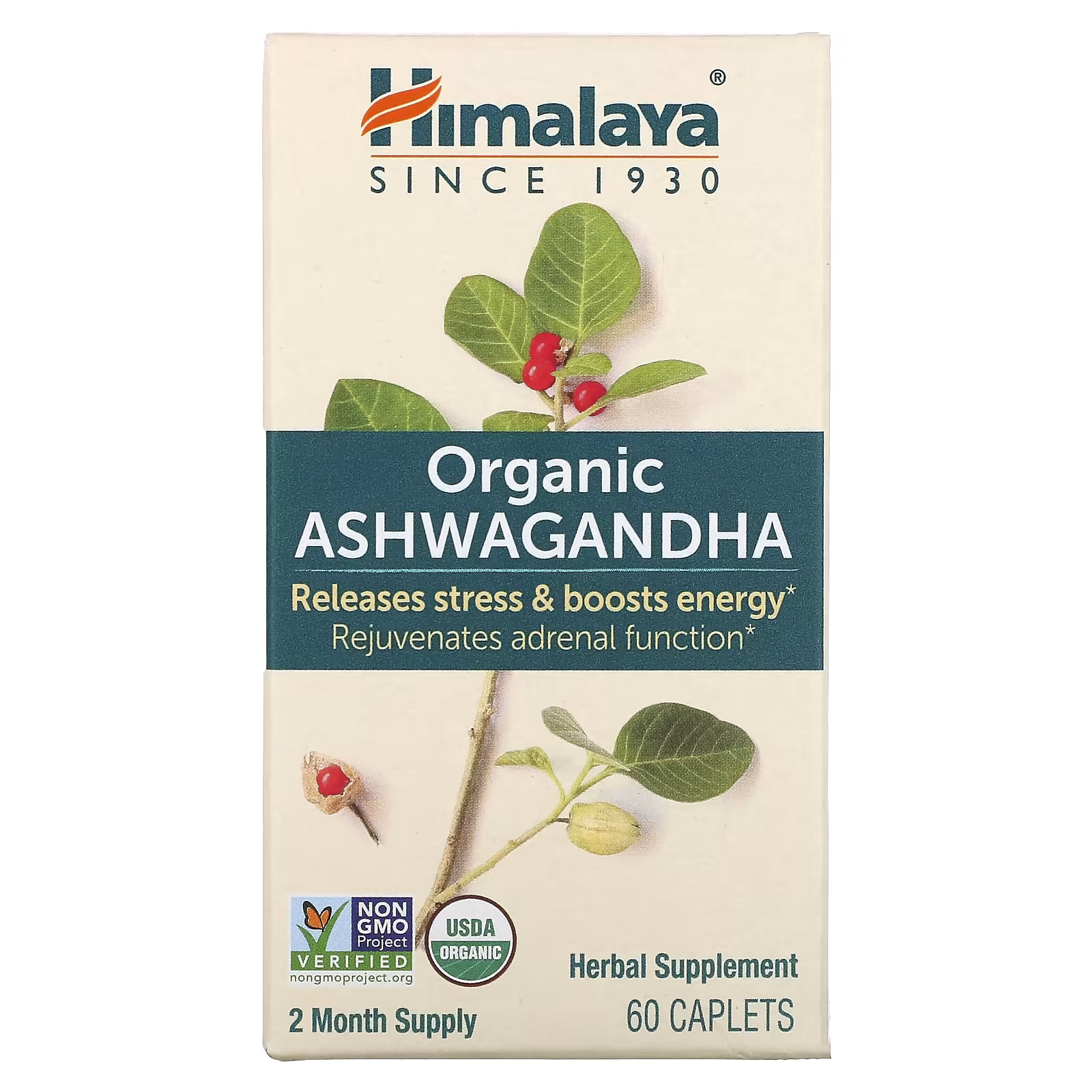 Ашваганда Himalaya Organic, 60 капсул organic india ашваганда 180 вег капсул