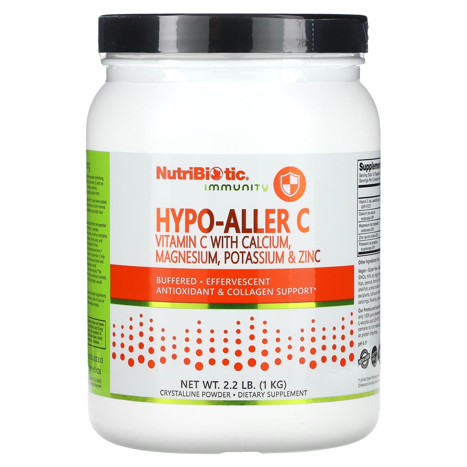 

Immunity, Hypo-Aller C, витамин C с кальцием, магнием, калием и цинком, 1 кг (2,2 фунта), NutriBiotic
