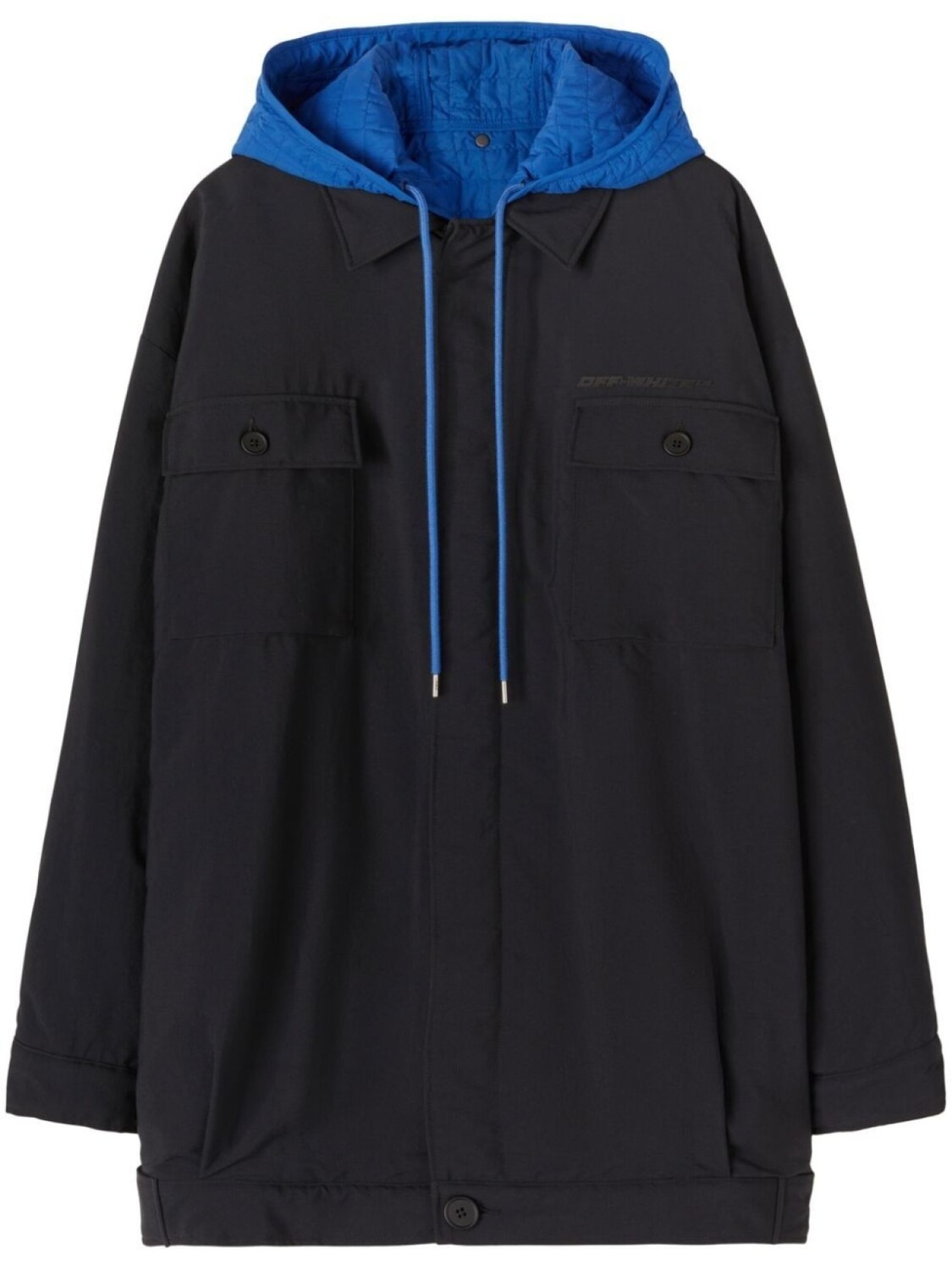 

Off-White куртка в стиле колор-блок с капюшоном, черный