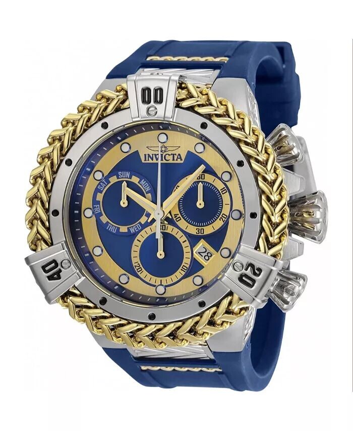 

Мужские часы 35581 Bolt Quartz Chronograph, синие, золотой циферблат Invicta, синий