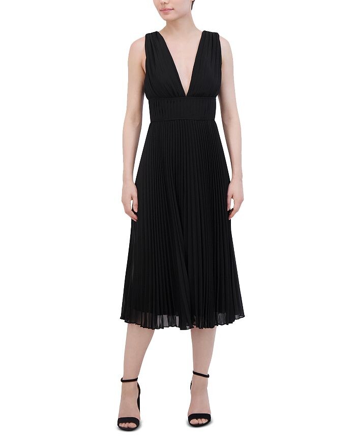 

BCBGMAXAZRIA Плиссированное платье миди, черный