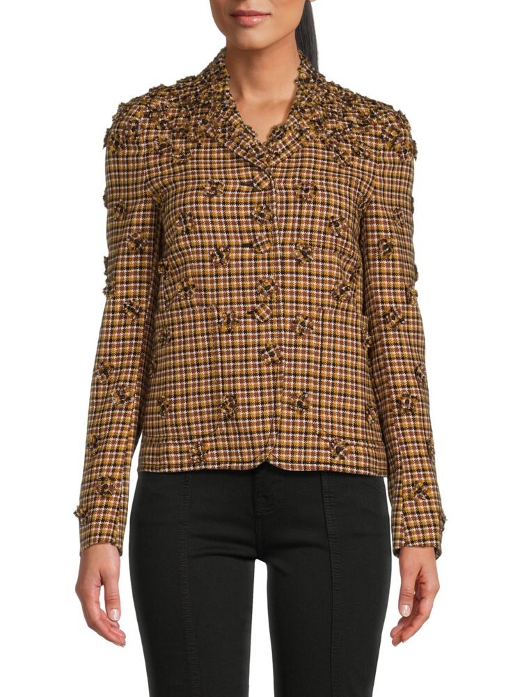 

Клетчатый шерстяной пиджак Bottega Veneta, цвет Camel