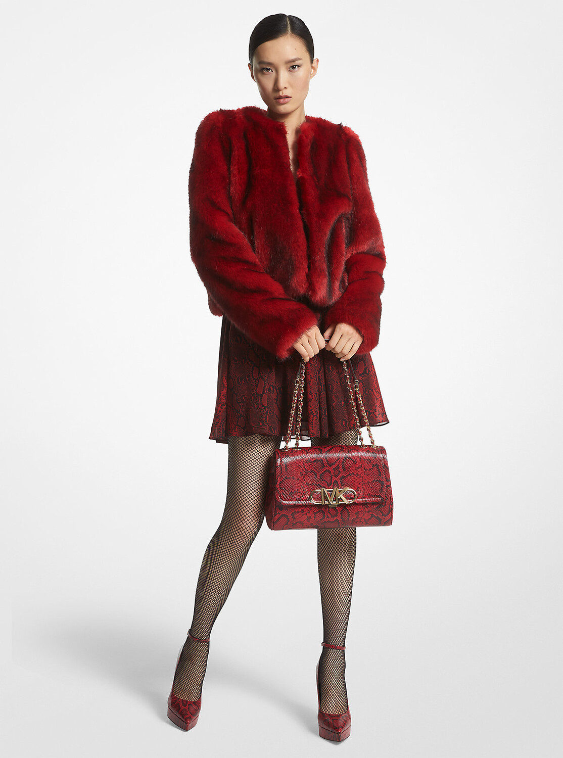

Укороченная куртка из искусственного меха Michael Kors, красный
