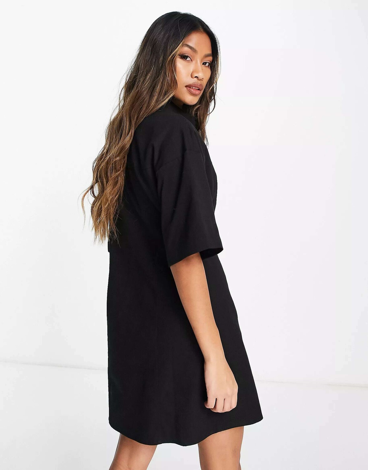 

Черное платье-рубашка из твила ASOS, Черный