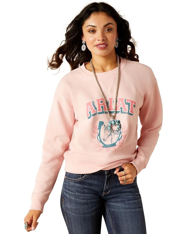 

Рубашка Ariat College Sweatshirt, цвет Blushing Rose