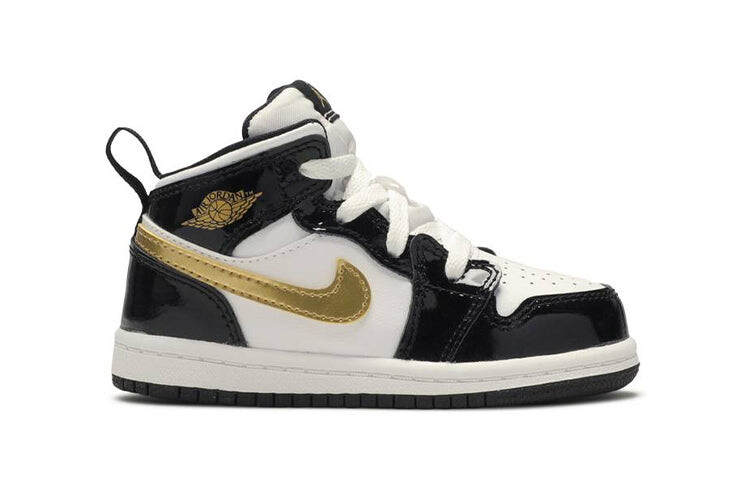 

Кроссовки Jordan 1 Mid Patent Black White Gold