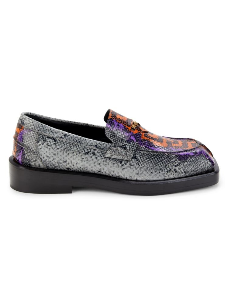 

Пенни-лоферы из кожи с тиснением под змеиную кожу Versace, цвет Grey Multi