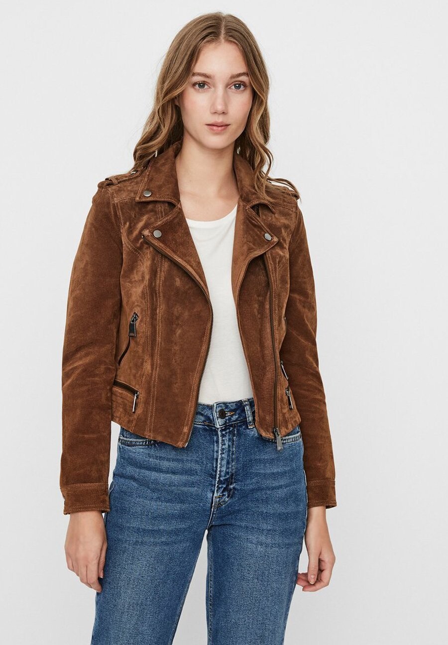 

Кожаный пиджак Vero Moda, коньяк