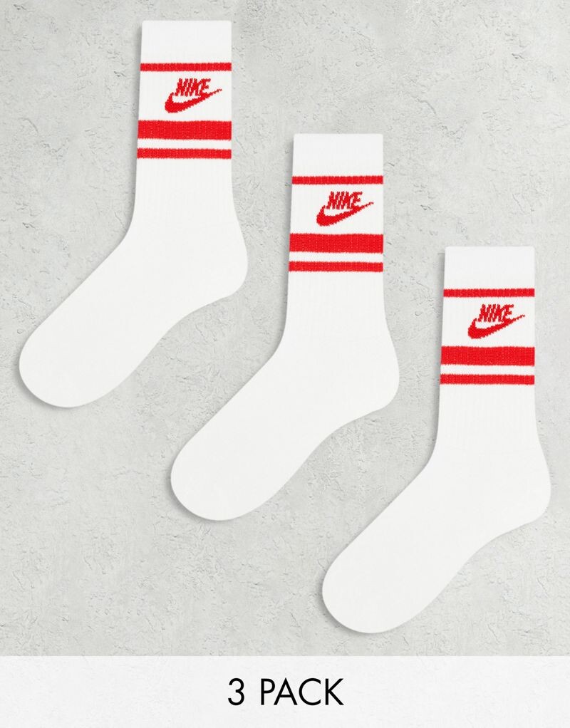 

Комплект из трех белых и красных носков до щиколотки Nike Everyday Essential Nike
