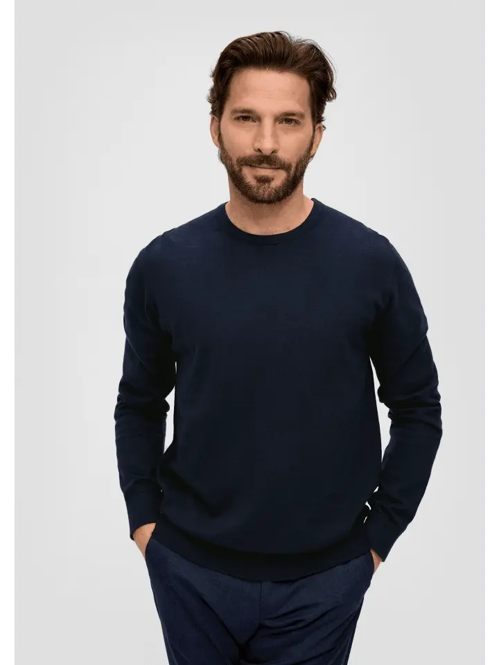 

Пуловер sOliver BLACK LABEL Strick langarm, синий