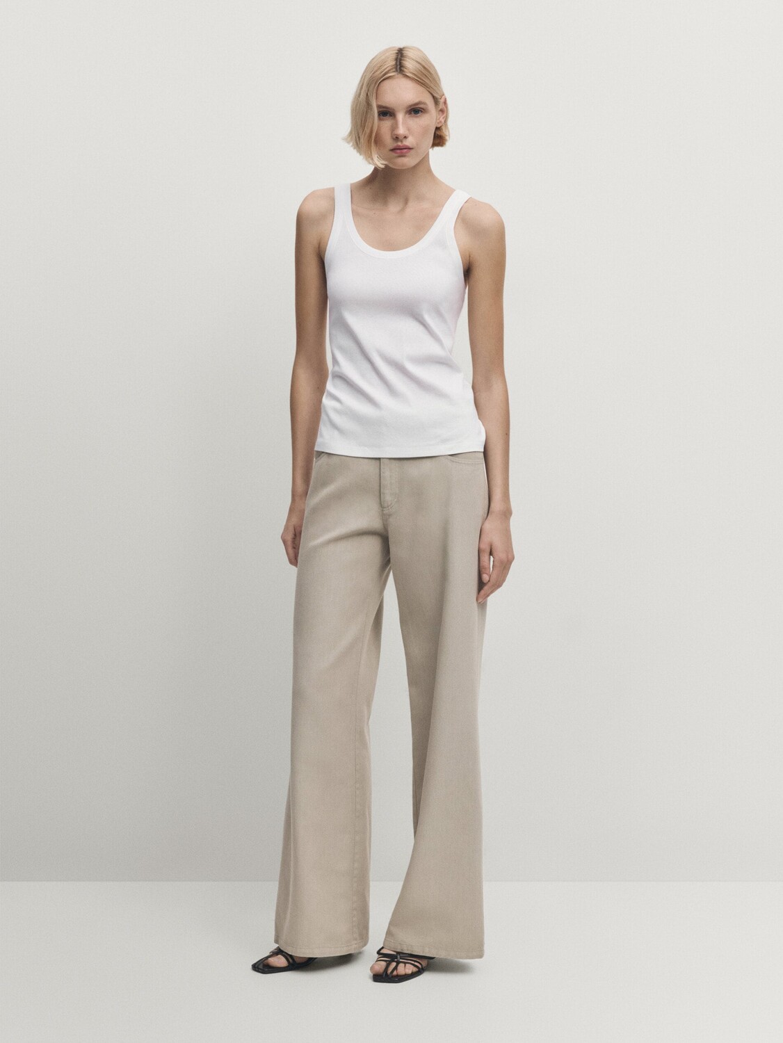 

Топ из 100% хлопка с бретелями Massimo Dutti, белый