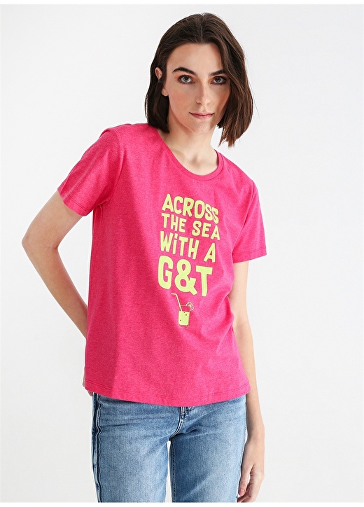 Женская футболка цвета фуксии с круглым вырезом Aeropostale