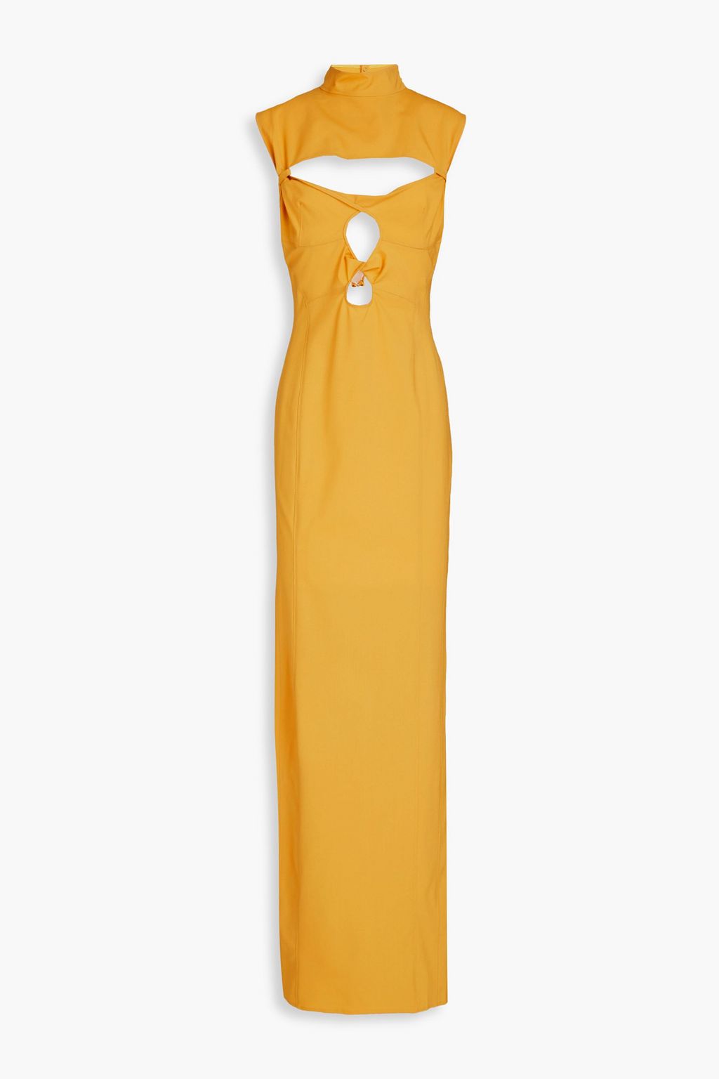 Платье макси Palmi из эластичной шерсти с закрученным вырезом спереди JACQUEMUS, бархатцы