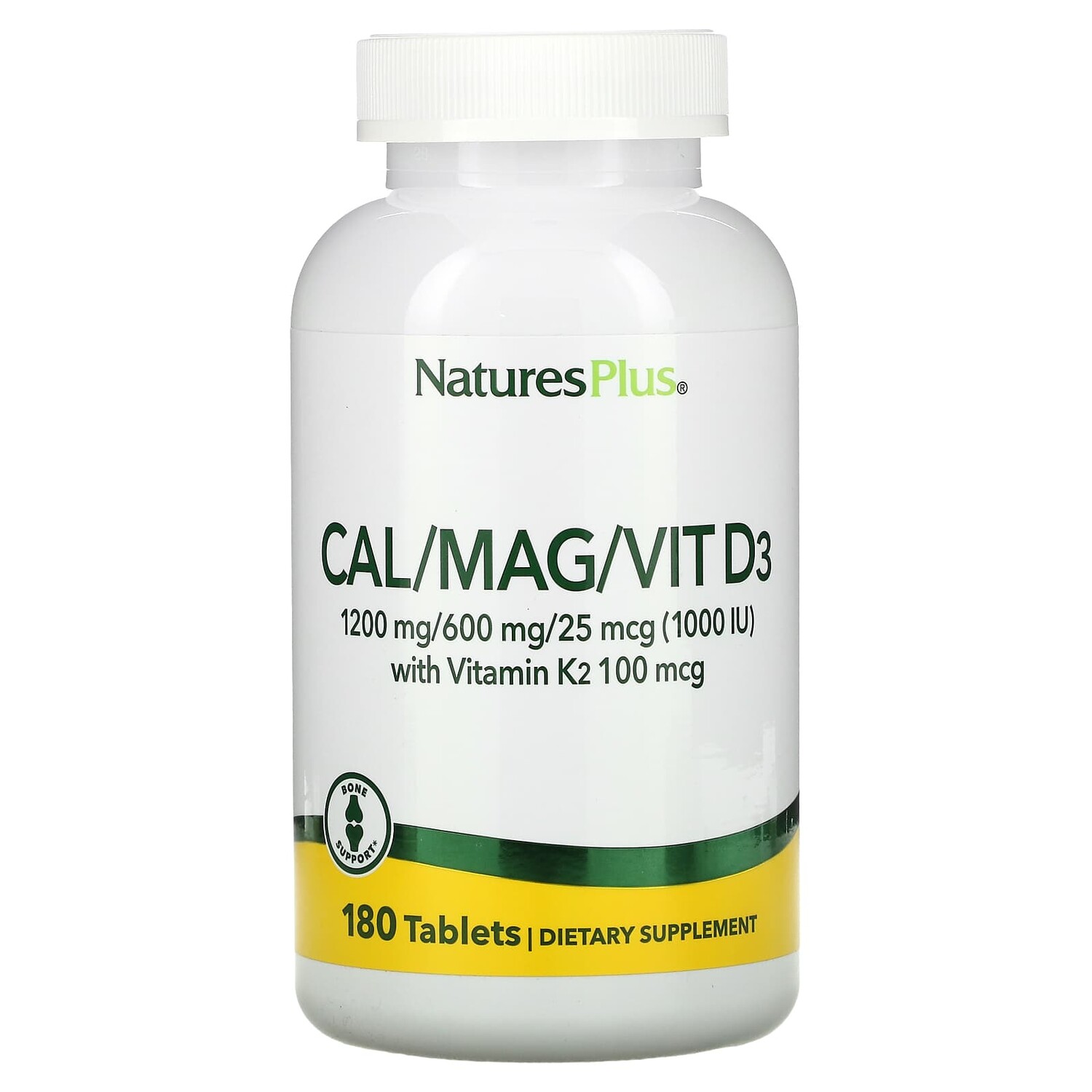 

Комплекс с кальцием, магнием, витаминами D3 и К2, 180 таблеток, NaturesPlus