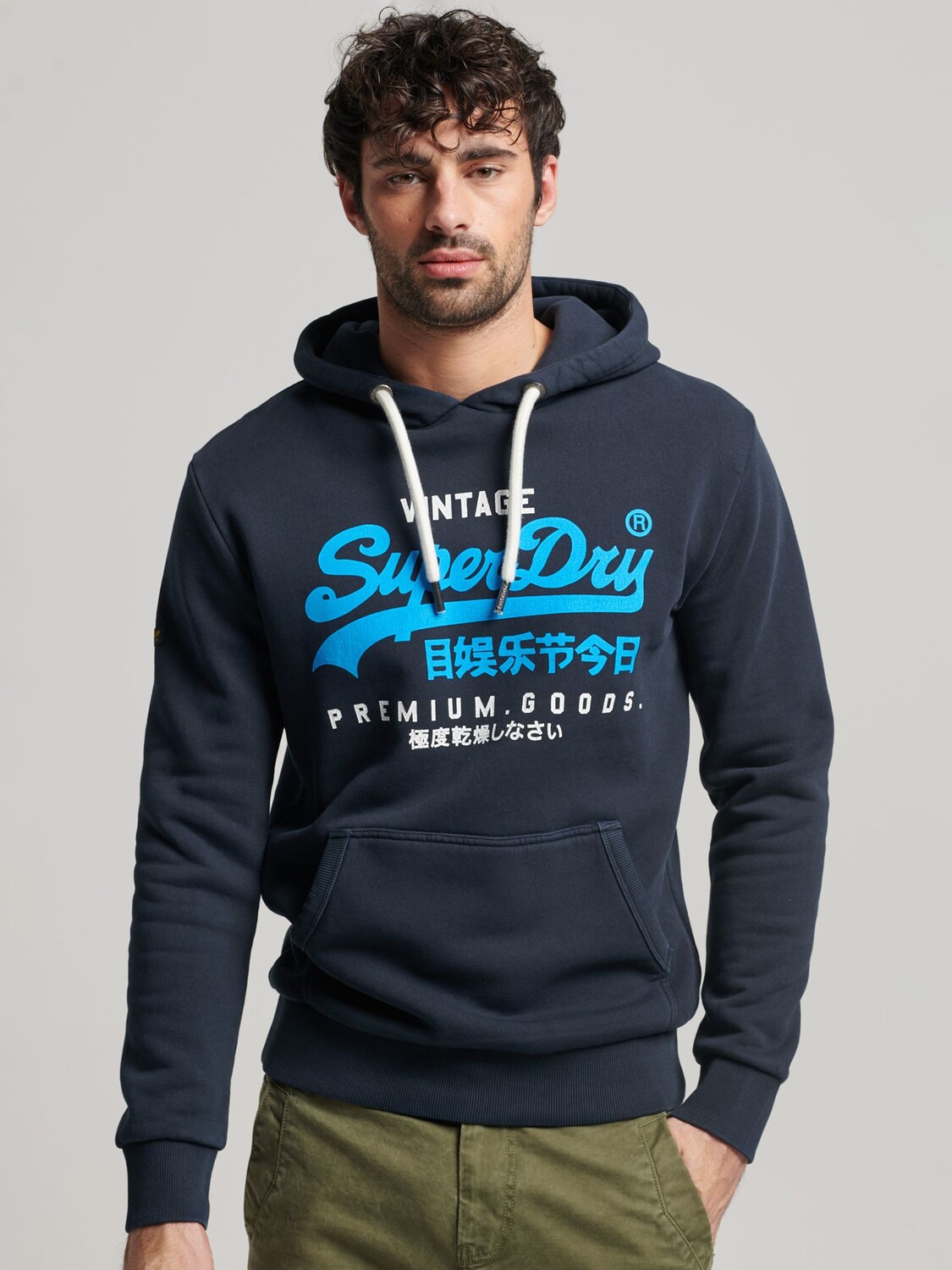 

Толстовка премиум-класса с перекрашенным логотипом Vintage Logo Superdry, полуночный флот