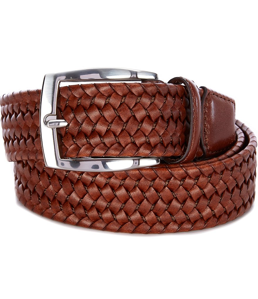 Итальянский кожаный плетеный ремень Torino Leather Company, коричневый