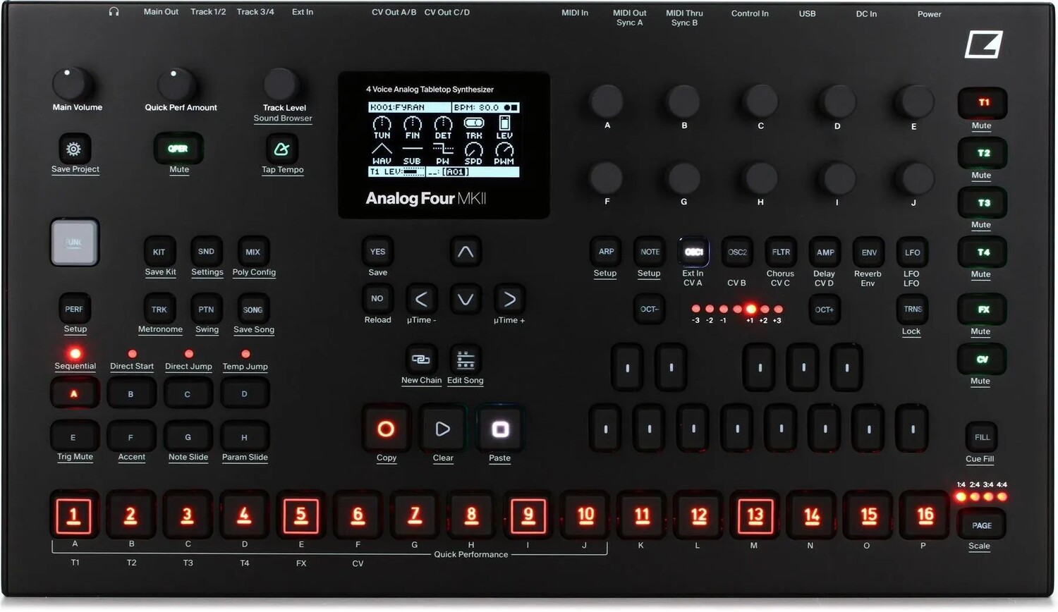 

Elektron Analog Four MKII 4-голосный аналоговый синтезатор с секвенсором