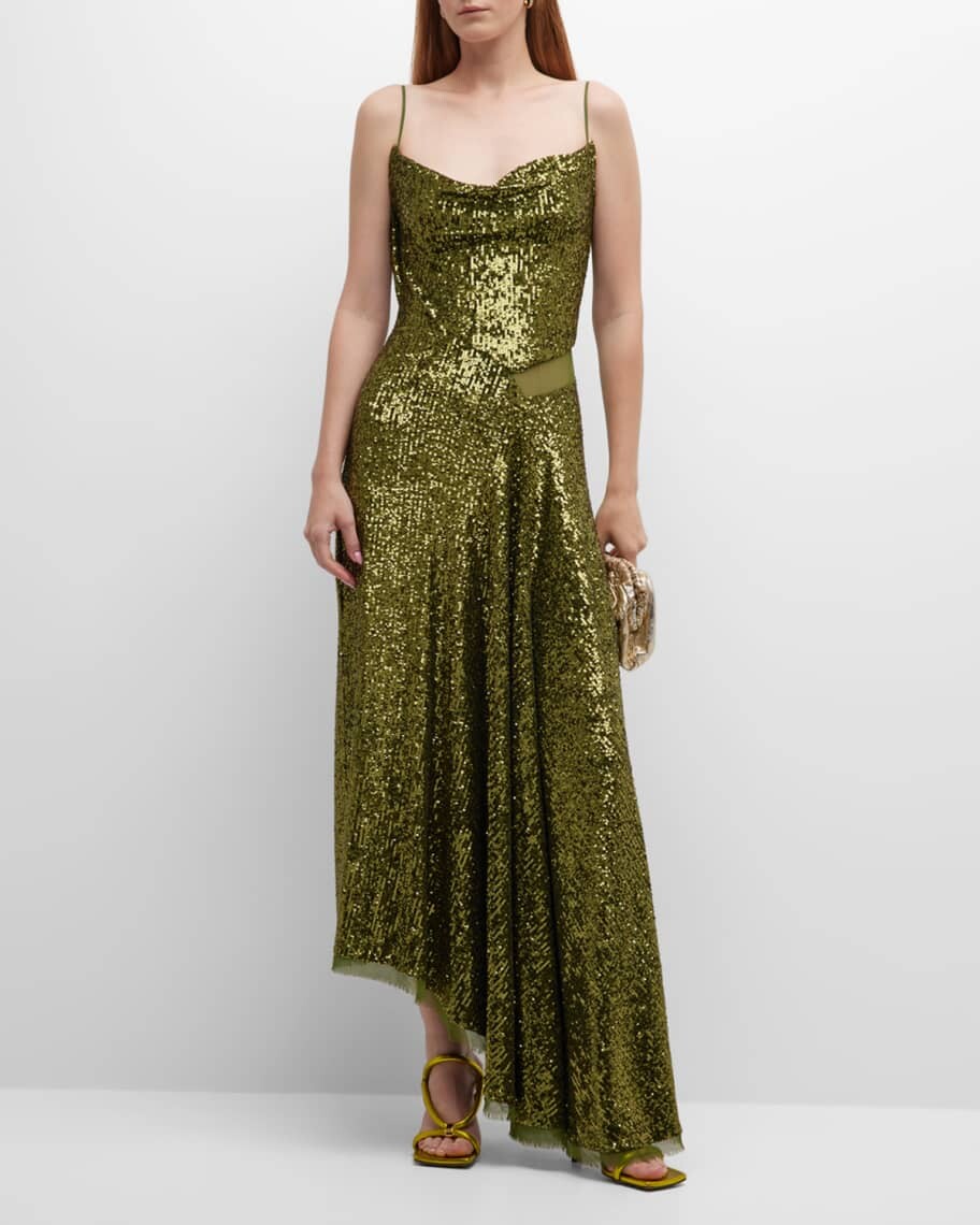 

Асимметричное платье с пайетками и сетчатой ​​вставкой Jason Wu Collection