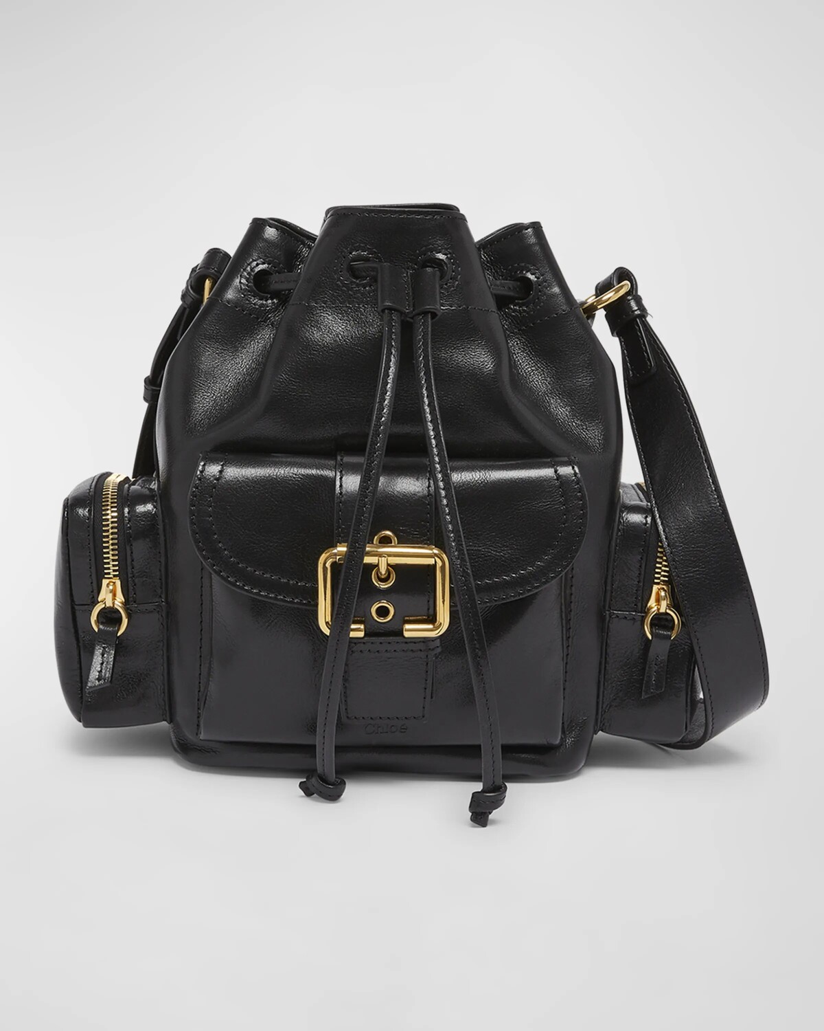 

Сумка через плечо Camera Bucket из блестящей телячьей кожи Chloe, черный