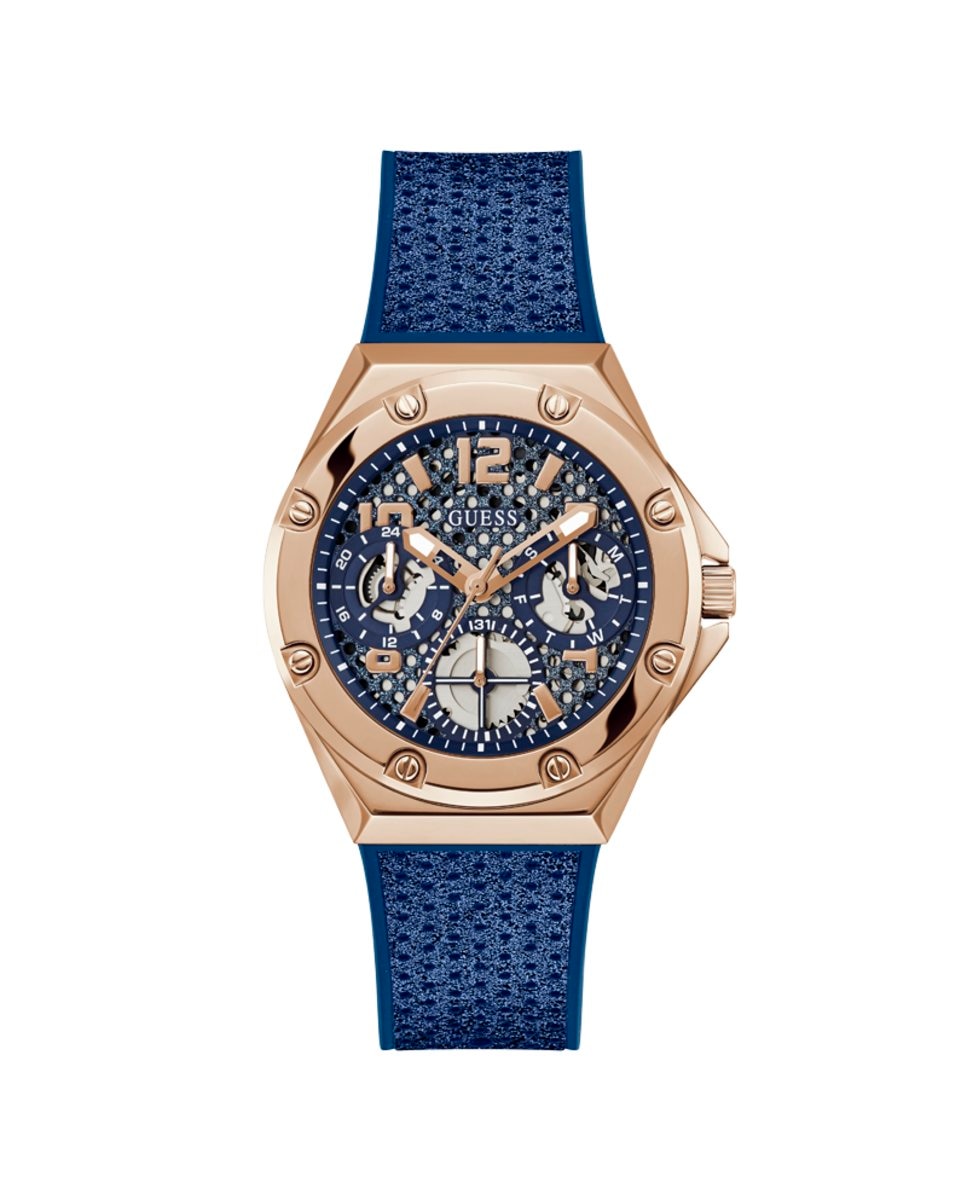 Силиконовые женские часы Asteria GW0620L3 на синем ремешке Guess, синий силиконовые женские часы charisma gw0621l5 на коричневом ремешке guess коричневый