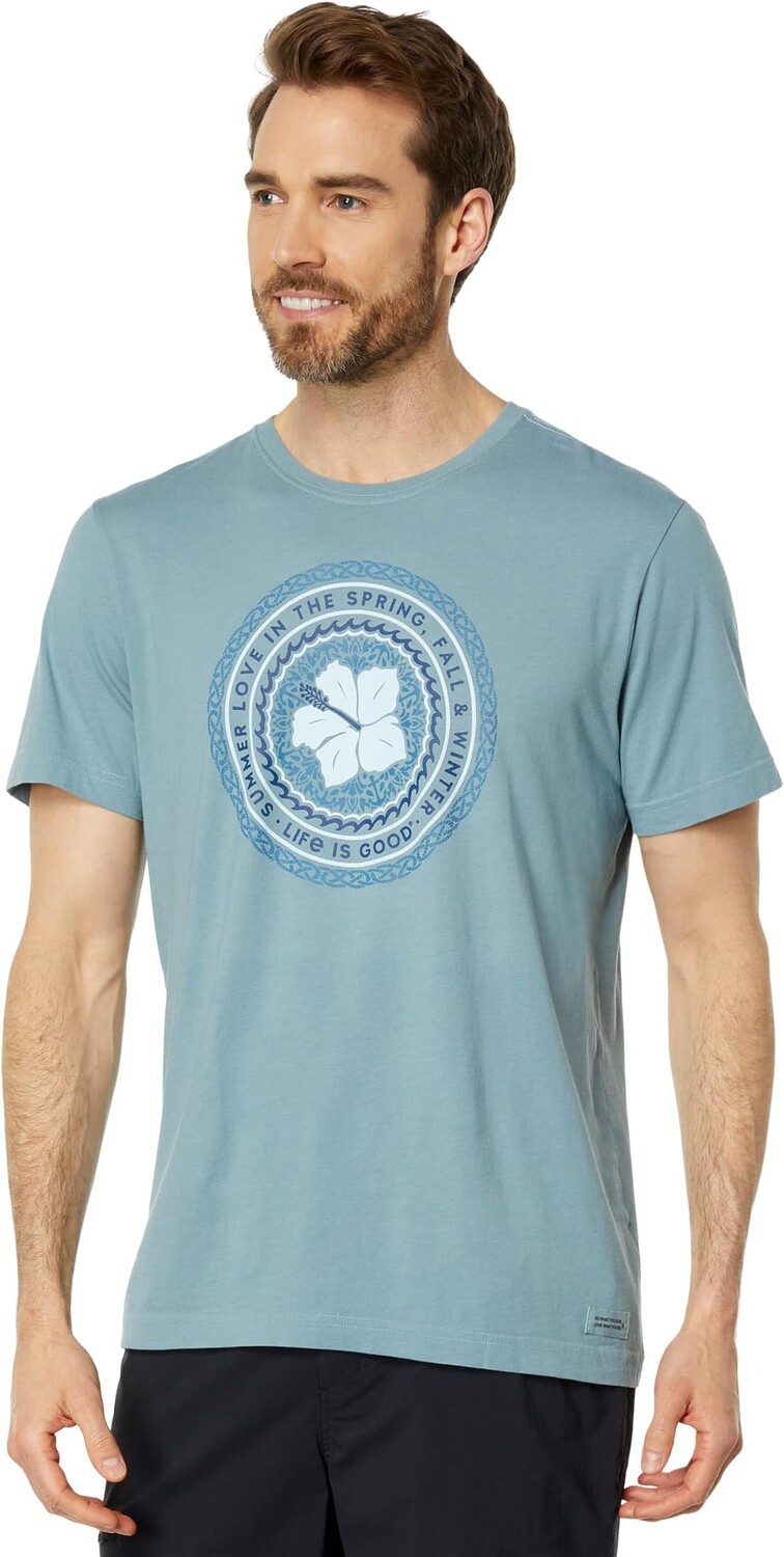 

Футболка Life is Good Summer Love Hibiscus Short Sleeve Crusher-Lite Tee, цвет Smoky Blue