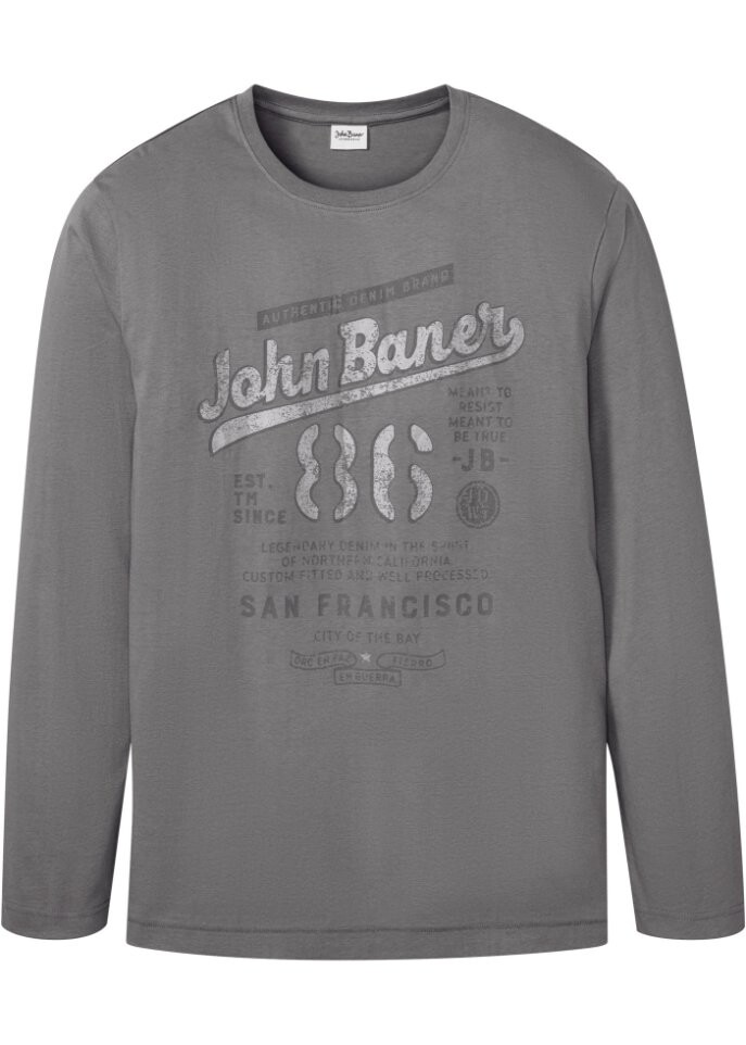 

Рубашка с длинными рукавами из натурального хлопка John Baner Jeanswear, серый