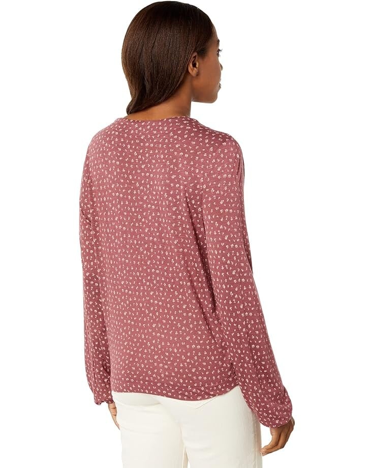 

Топ Lucky Brand Long Sleeve Wrap Top, цвет Burgandy Multi