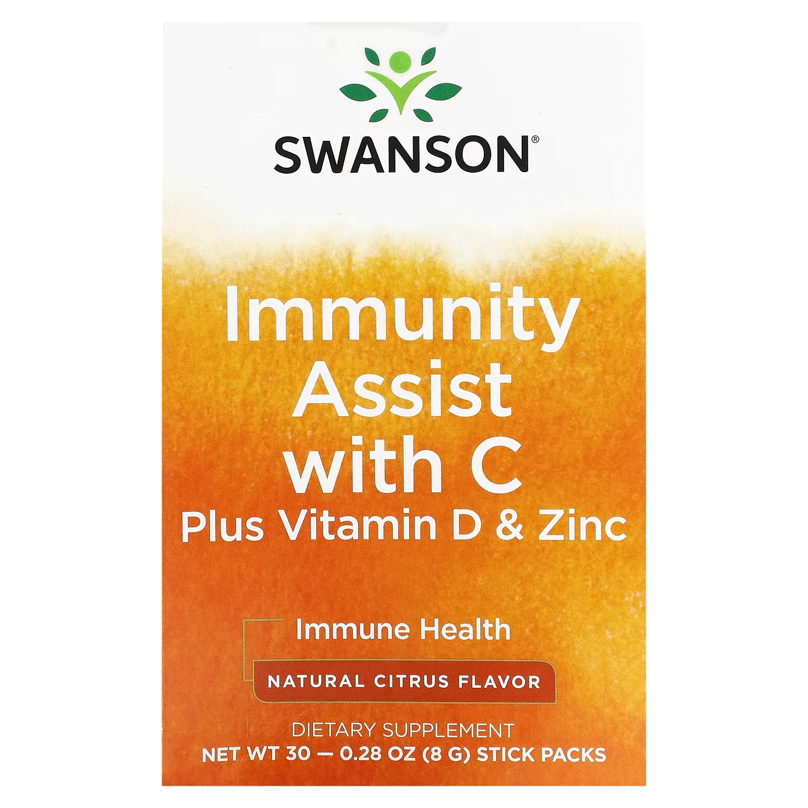 Пищевая добавка Swanson Immunity Assist с витамином C, витамином D и цинком, 30 пакетиков по 8 г