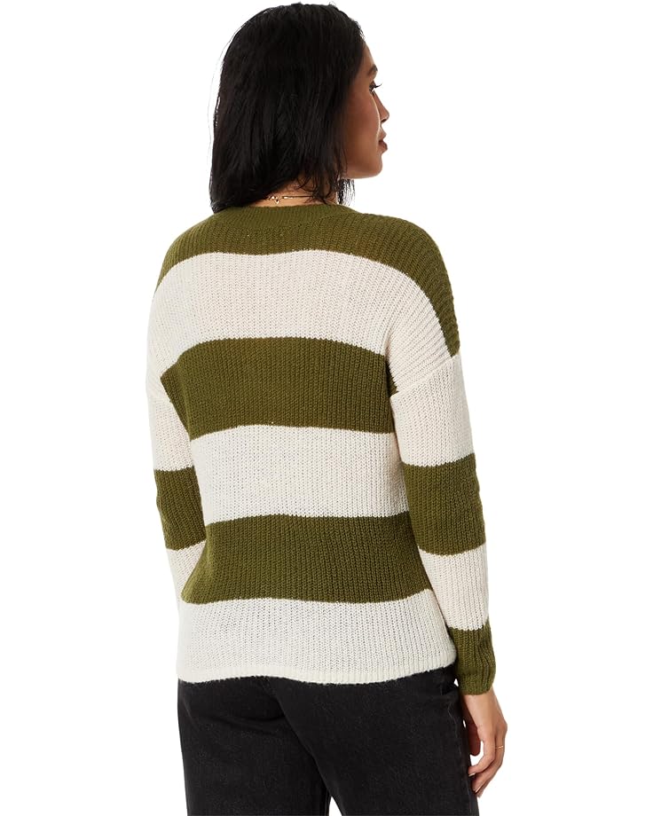 Свитер Madewell Ribbed Crewneck Sweater in Stripe, цвет Heather Loden