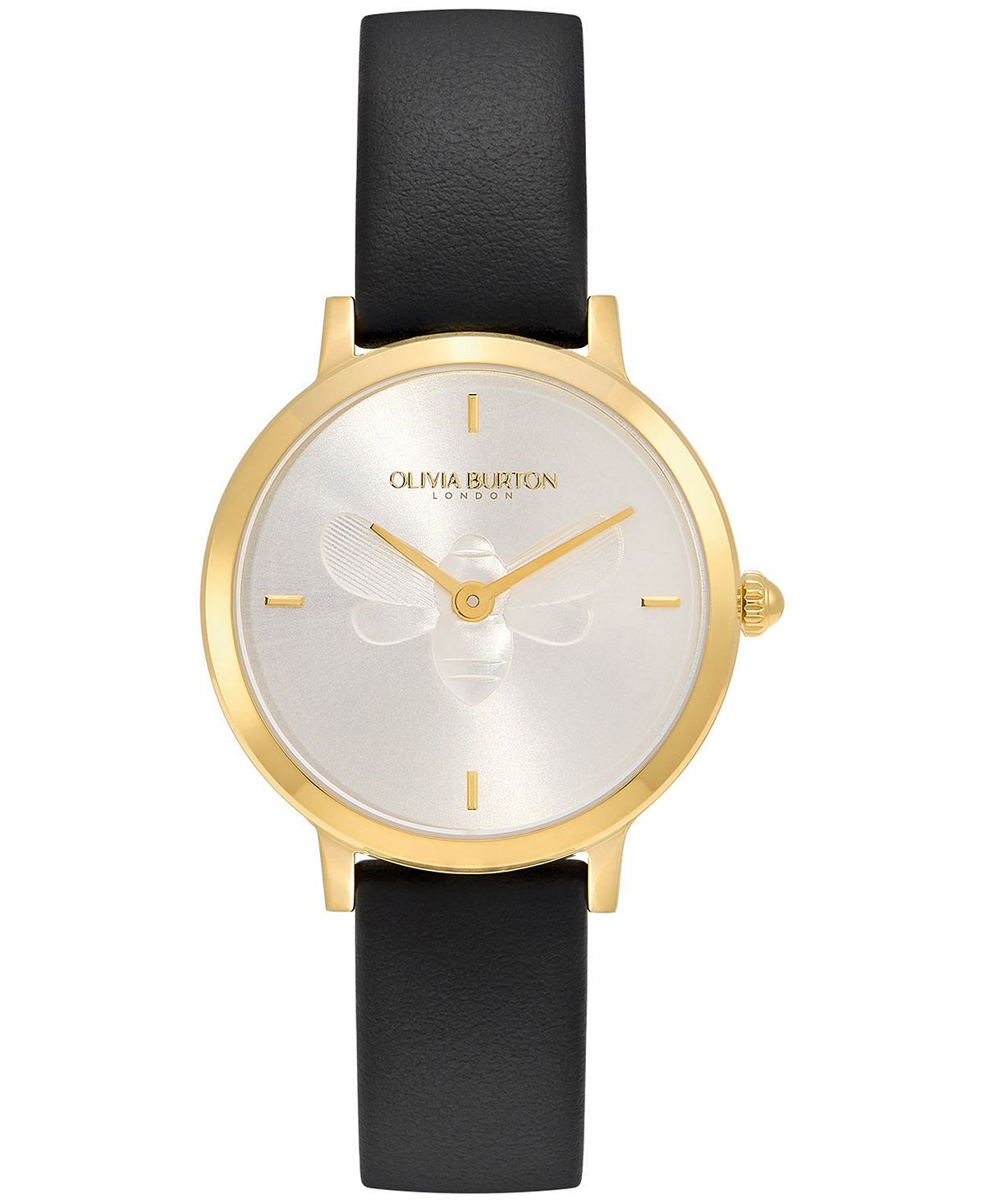 Женские ультратонкие черные кожаные часы Bee, 28 мм Olivia Burton, черный
